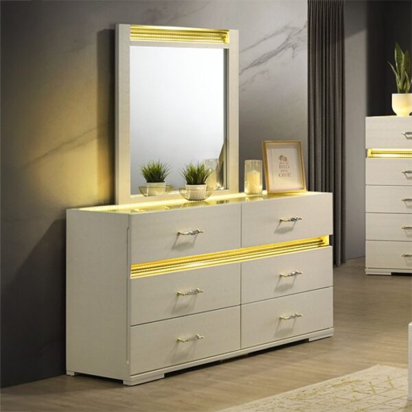 Lucida Mirror Contemporary Beige by Furniture of America - Image 2