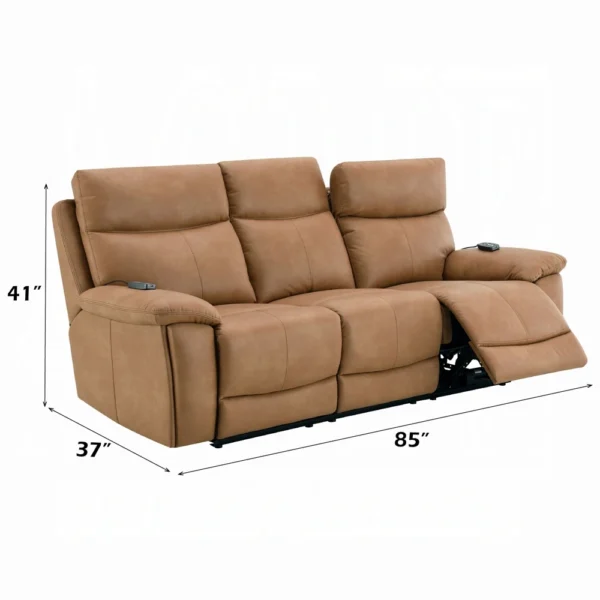 Chavis Brown Leather Power Motion Sofa with USB & Power Headrest by ACME - Image 6