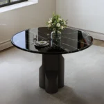 Kinton Round Dining Table with Natural Marble Top by ACME