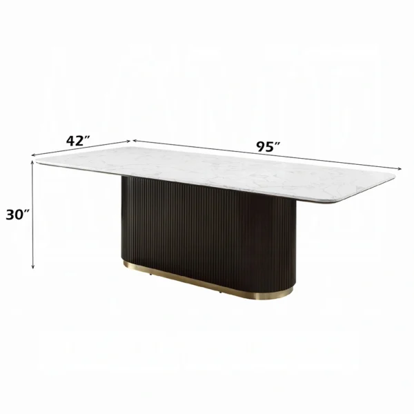Clayten Rectangular Dining Table with Marble Top by ACME - Image 3