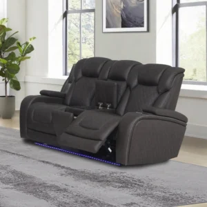 Wendell Power Motion Loveseat with Console, Wireless Charger, Storage, USB & LED by ACME