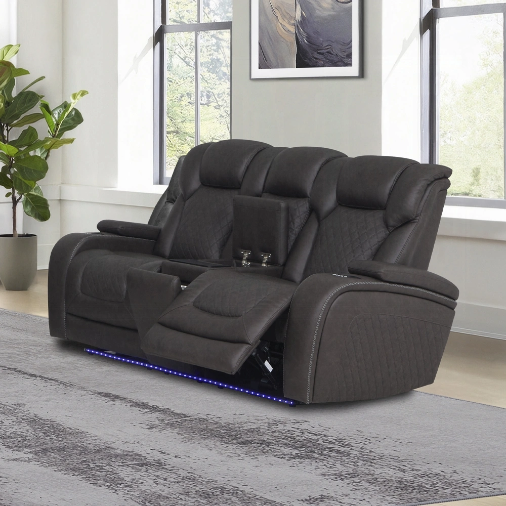 Wendell Power Motion Loveseat with Console, Wireless Charger, Storage, USB & LED by ACME | U-Trade Furniture Wendell Power Motion Loveseat with Console, Wireless Charger, Storage, USB & LED by ACME - Image 1