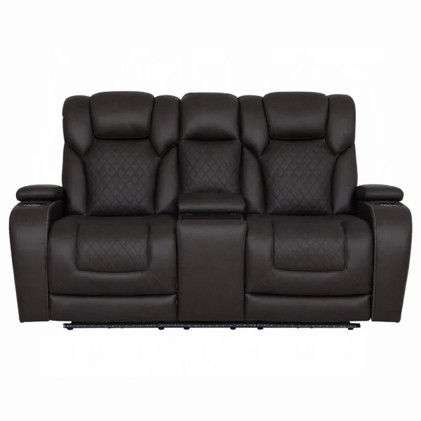 Wendell Power Motion Loveseat with Console, Wireless Charger, Storage, USB & LED by ACME - Image 2