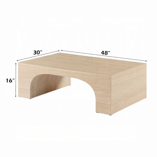 Inca Rectangular Travertine Stone Coffee Table by ACME - Image 3