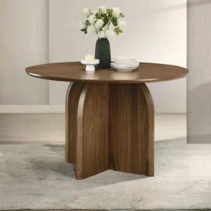Delmon Walnut Round Dining Table by ACME