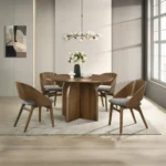 Delmon Walnut Round Dining Table by ACME - Image 5