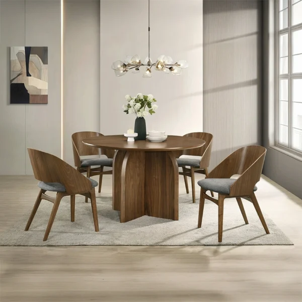 Delmon Walnut Round Dining Table by ACME - Image 5