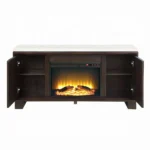 Edwyn Server with Natural Marble Top & Fireplace by ACME - Image 2