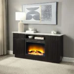 Jaramillo Server with Natural Marble Top & Fireplace by ACME