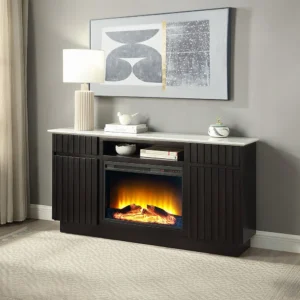 Jaramillo Server with Natural Marble Top & Fireplace by ACME