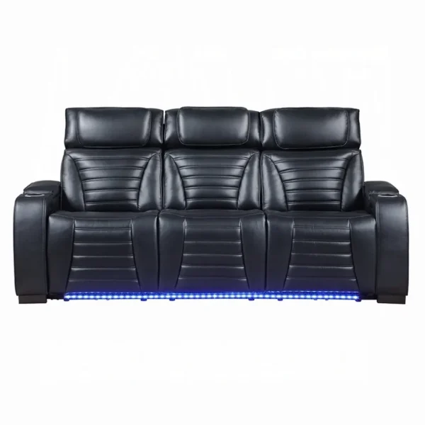 Ephron Black Leather Modern Motion Sofa with Power Reclining by ACME - Image 3
