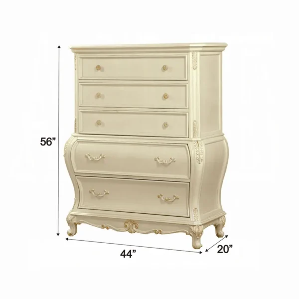 Chantelle Pearl White 5 Drawer Chest by ACME - Image 2