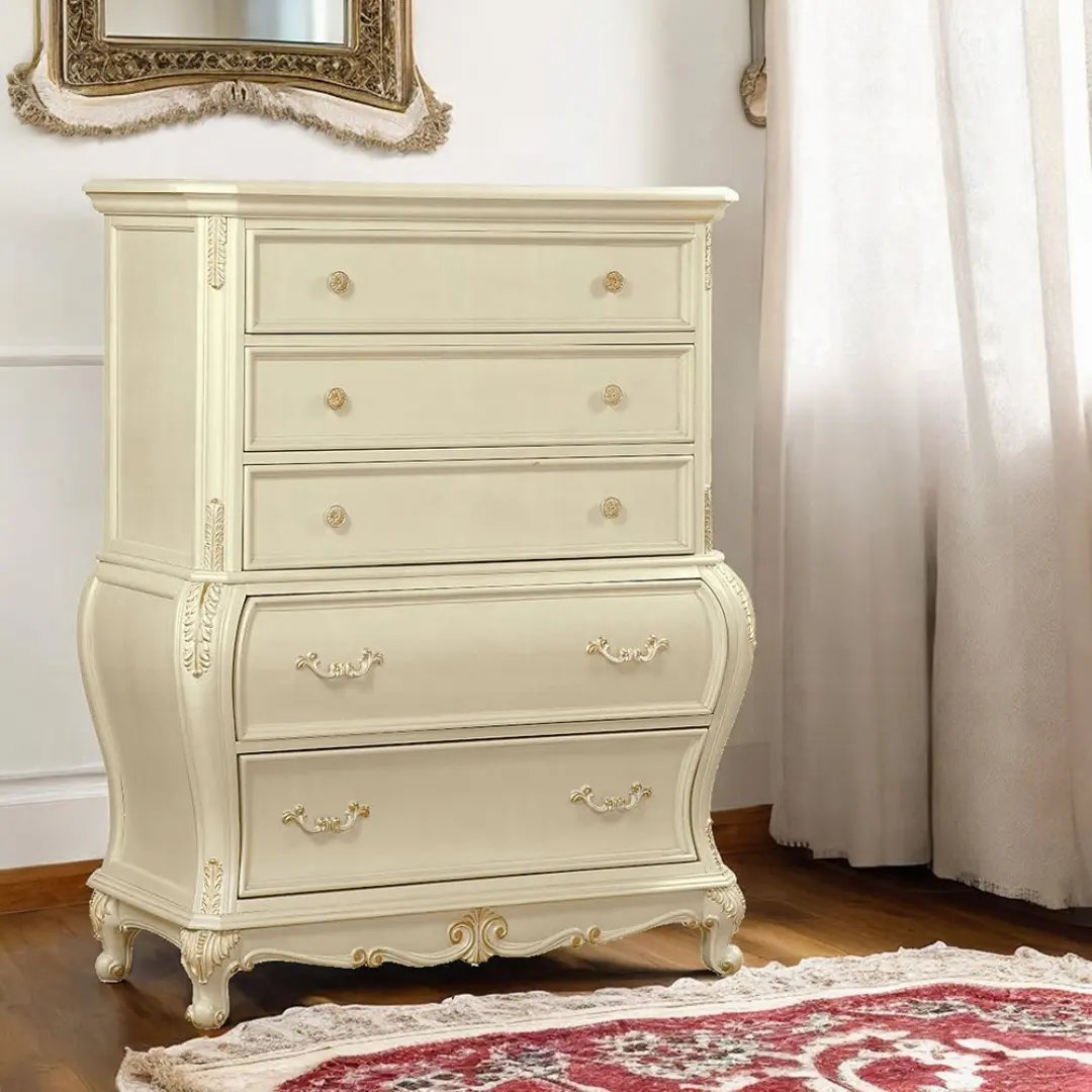 Chantelle Pearl White 5 Drawer Chest by ACME | U-Trade Furniture Chantelle Pearl White 5 Drawer Chest by ACME - Image 1