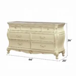 Chantelle Pearl white 7 Drawer Dresser with Granite Top by ACME - Image 2