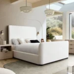 Eve Ivory Fabric Contemporary Bed By Diamond Sofa