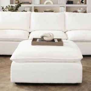 Ivy White Square Ottoman by Diamond Sofa