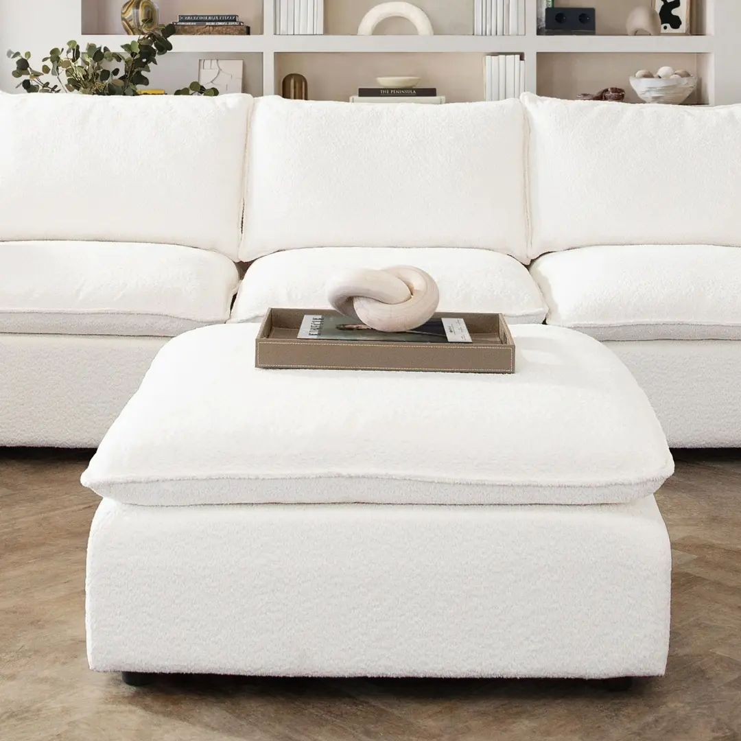 Ivy White Square Ottoman by Diamond Sofa | U-Trade Furniture Ivy White Square Ottoman by Diamond Sofa - Image 1