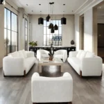 Link Ivory Fabric Curved Sofa By Diamond Sofa - Image 5