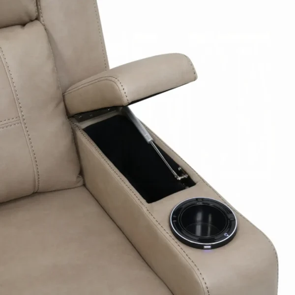 Lugo Camel Leather Power Motion Recliner with Cup Holder by ACME - Image 6