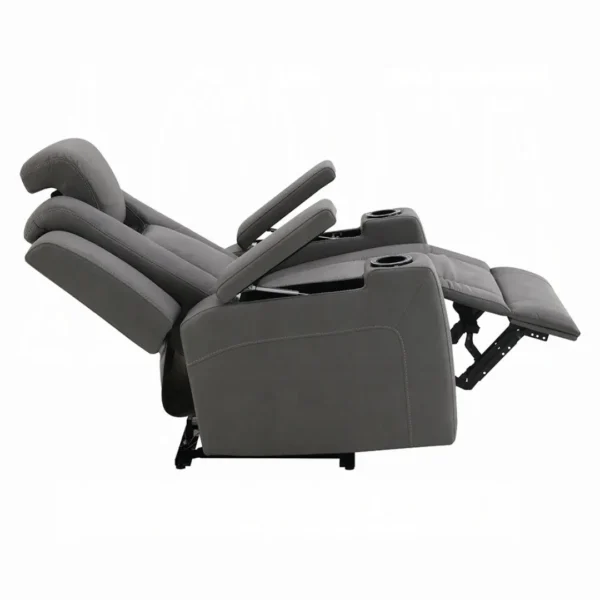Leuco Gray Leather Power Headrest Recliner by ACME - Image 3
