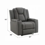 Leuco Gray Leather Power Headrest Recliner by ACME - Image 8