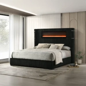 Garner Black Bed with Fireplace Headboard by ACME