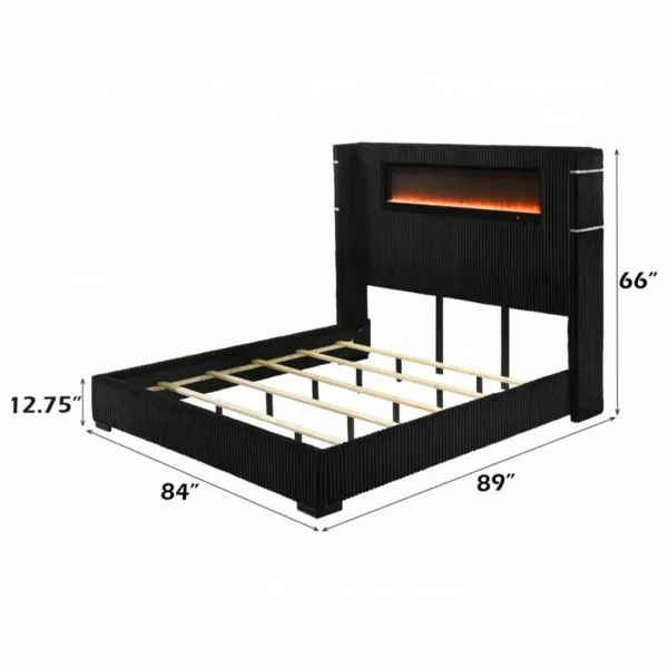 Garner Black Bed with Fireplace Headboard by ACME - Image 4