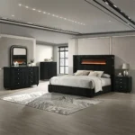 Garner Black Bed with Fireplace Headboard by ACME - Image 5