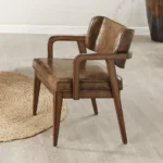 Harvey Brown Leather Dining Armchair Set of 2 by ACME