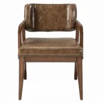 Harvey Brown Leather Dining Armchair Set of 2 by ACME - Image 3