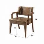 Harvey Brown Leather Dining Armchair Set of 2 by ACME - Image 5