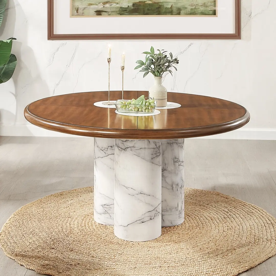 Harvey Marble Round Dining Table by ACME | U-Trade Furniture Harvey Marble Round Dining Table by ACME - Image 1