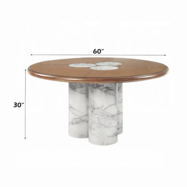 Harvey Marble Round Dining Table by ACME - Image 3