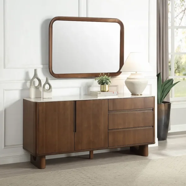 Harvey Modern Walnut Wall Mirror by ACME - Image 3