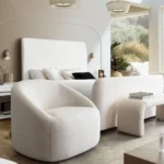 Opal Upholstered Swivel Chair in Light Oat By Diamond Sofa