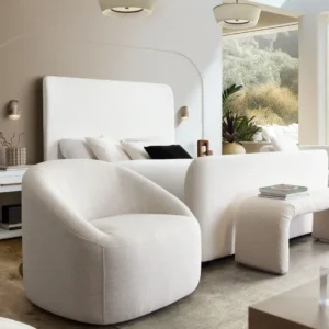 Opal Upholstered Swivel Chair in Light Oat By Diamond Sofa