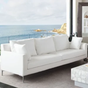Seattle Linen White Upholstered Sofa By Diamond Sofa