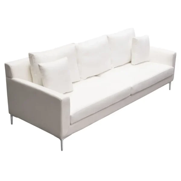 Seattle Linen White Upholstered Sofa By Diamond Sofa - Image 4