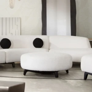 Vesper Round Ottoman in White By Diamond Sofa