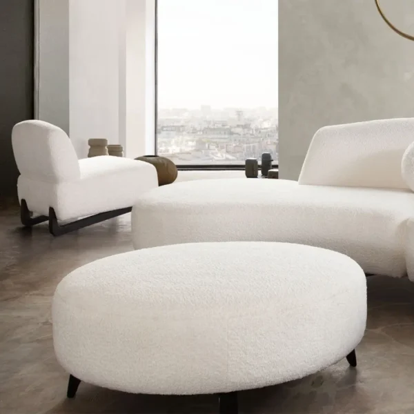 Vesper Round Ottoman in White By Diamond Sofa - Image 2