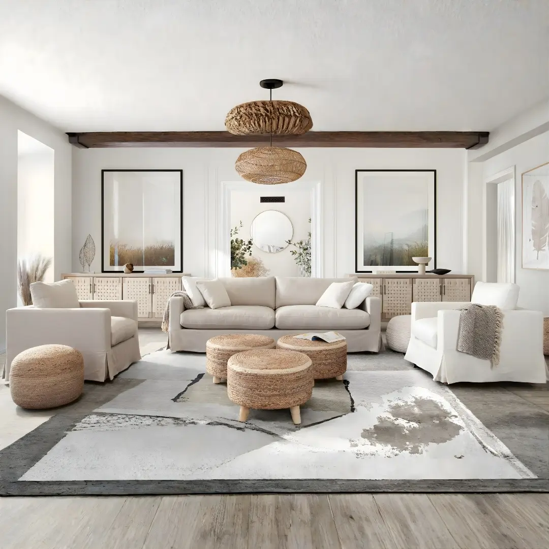 Jute Accent Ottoman Stool By Diamond Sofa | U-Trade Furniture Jute Accent Ottoman Stool By Diamond Sofa - Image 1