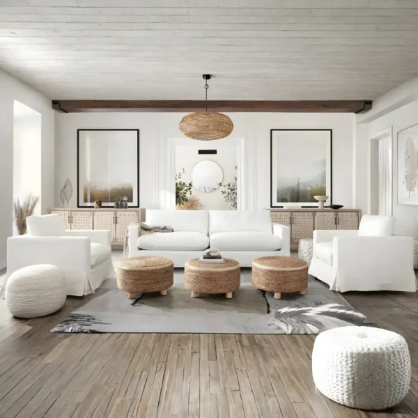 Jute Accent Ottoman Stool By Diamond Sofa - Image 6