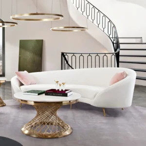 Celine Light Cream Curved Sofa By Diamond Sofa
