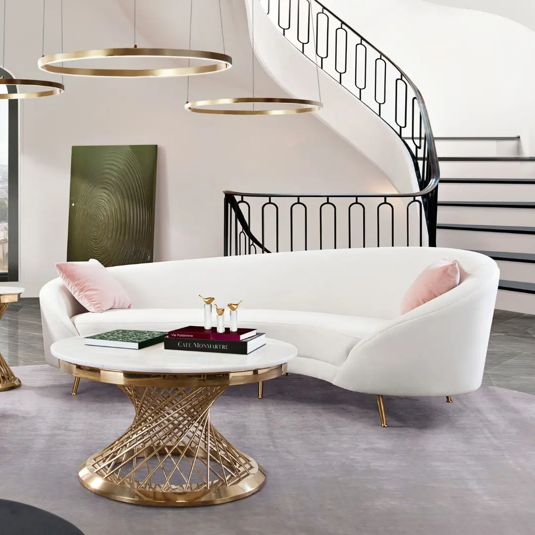 Celine Light Cream Curved Sofa By Diamond Sofa | U-Trade Furniture Celine Light Cream Curved Sofa By Diamond Sofa - Image 1