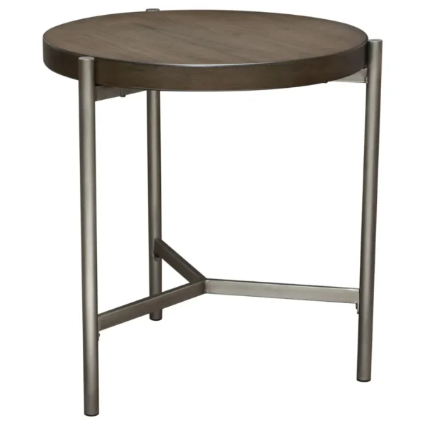Atwood Grey Oak Circular End Table By Diamond Sofa - Image 2