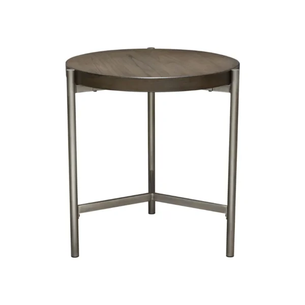 Atwood Grey Oak Circular End Table By Diamond Sofa - Image 3