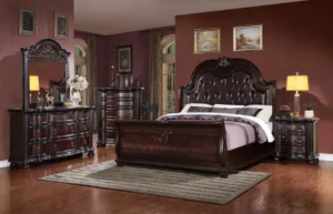B367 Brown Wood Bed By McFerran