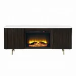 Clayten Espresso Server with Marble Top & Fireplace by ACME - Image 2