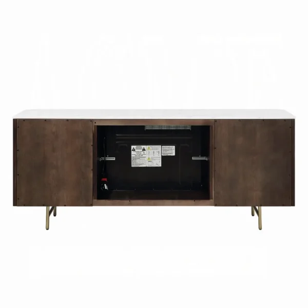 Clayten Espresso Server with Marble Top & Fireplace by ACME - Image 4