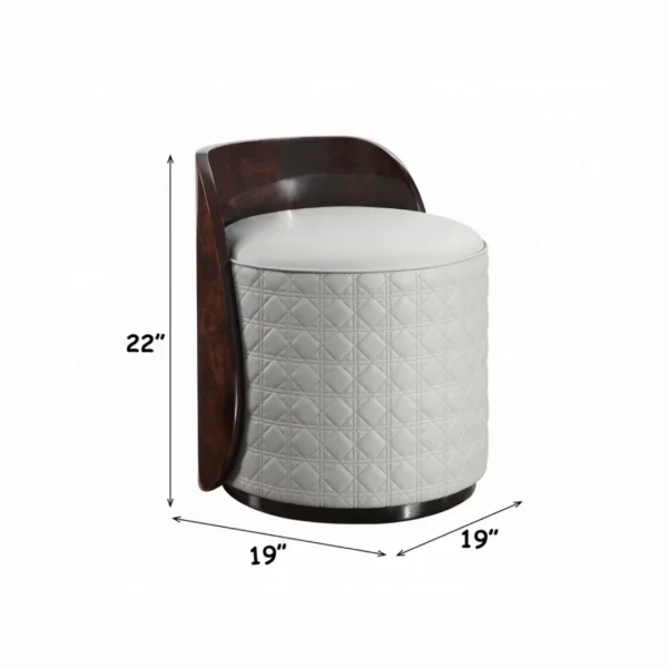 Jamonica Gray Upholstered Vanity Stool by ACME - Image 4
